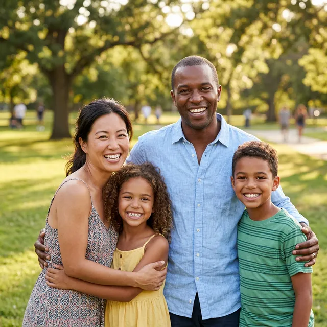 Happy family smiling
